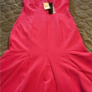 Black Halo Pink Pleated Sweetheart Sheath Dress